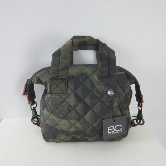 NEW BC Bags Womens Camo Olive Green Black Mini Quilted Bag Handbag Small NWT - Picture 12 of 15